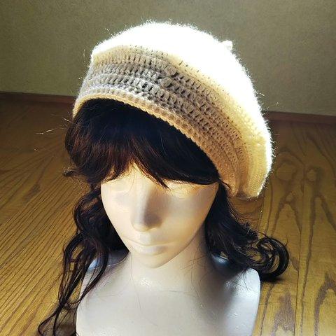 模様編みのベレー帽