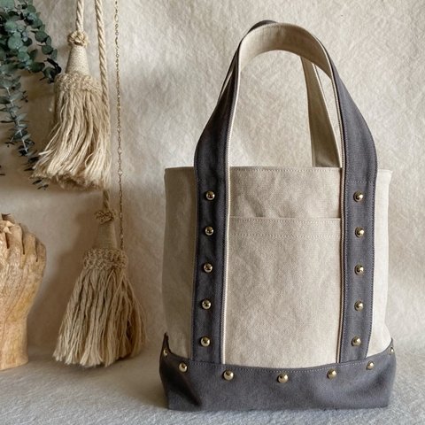 canvas tote bag medium (ecru & gray)