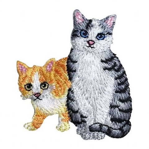 アップリケワッペン キャット 二匹のネコ W-0214 猫 トラ猫 シルバータビー さばトラ
