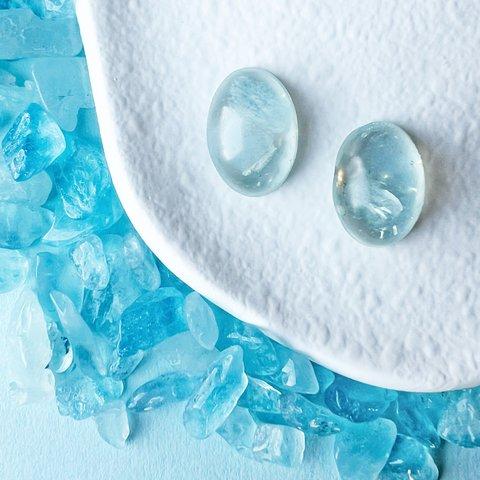 【JORIE】超軽量！アクアマリンの流氷ピアス　GEM accessory サージカルステンレス　イヤリング対応