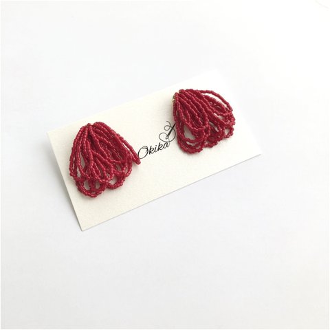 Shower beadsピアス/イヤリング【Red】