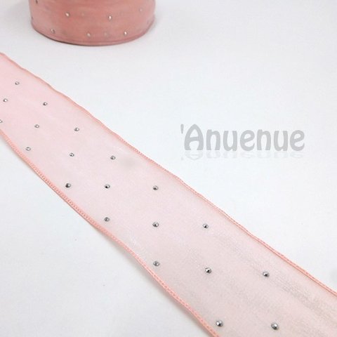 SVスタッツ オーガンジーリボン（Pink /ピンク）40mm ×1ｍ