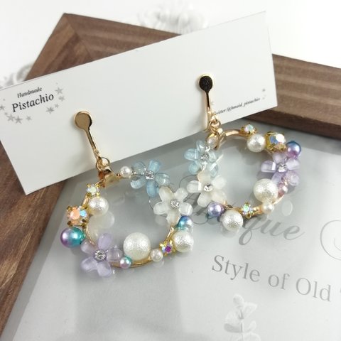 【完売】王女の花冠・ブルーパープル【イヤリング・ピアス】