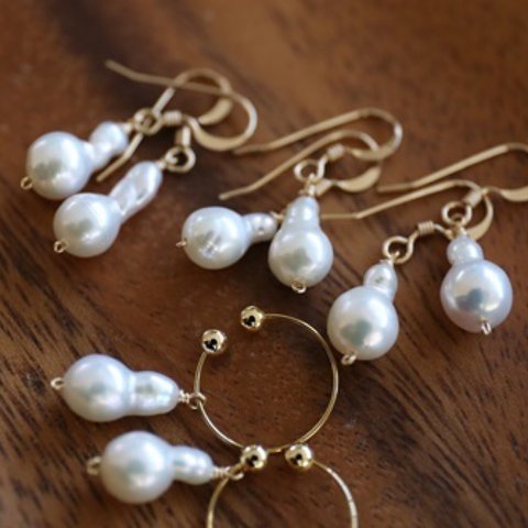 14KGF pearl earring pierce [kgf0640]