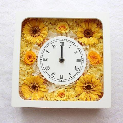 お花たっぷりな花時計・イエロー・お誕生日や記念日に。