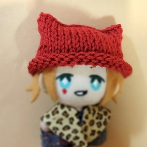 ぬいぐるみ用　にゃんにゃんニット帽　レンガ