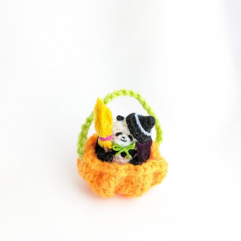 【受注制作】ハロウィン☆パンダさんとかぼちゃの小かご