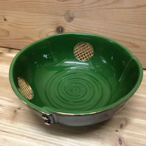 【新品】有田焼製 緑釉透し綴目菓子鉢 1点 サイズ/直径/約17.5cm×高さ/約6.8cm