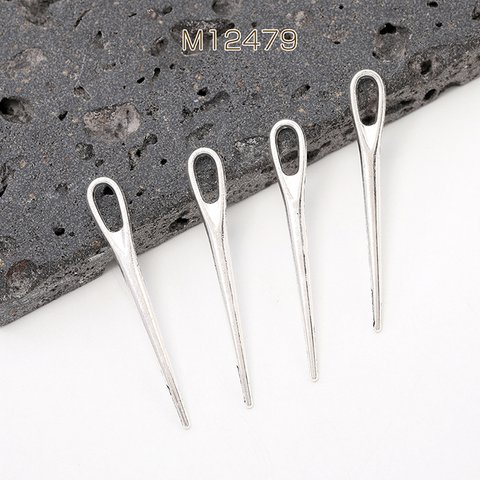 M12479  30個  銀古美チャーム アンティークシルバー メタルチャーム 針 カン付き  3X（10ヶ）