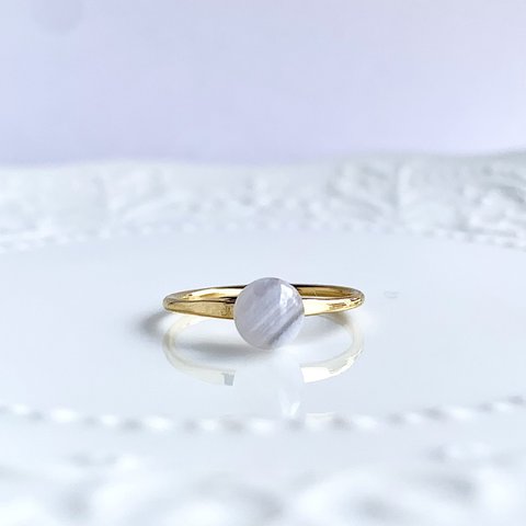 ❇︎ 天然石 ❇︎ ブルーレースアゲートのリング　Minette☆ RING078   ❇︎ フリーサイズ 指輪 ❇︎