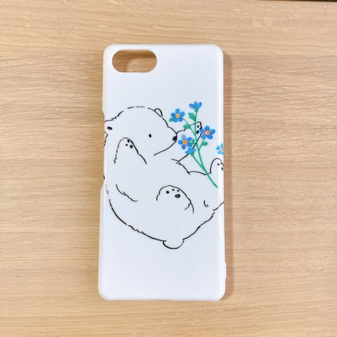 シロクマとお花のスマホケース