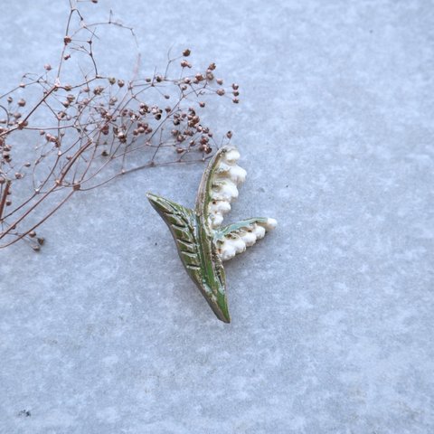 ●陶芸ブローチ＊花　すずらん