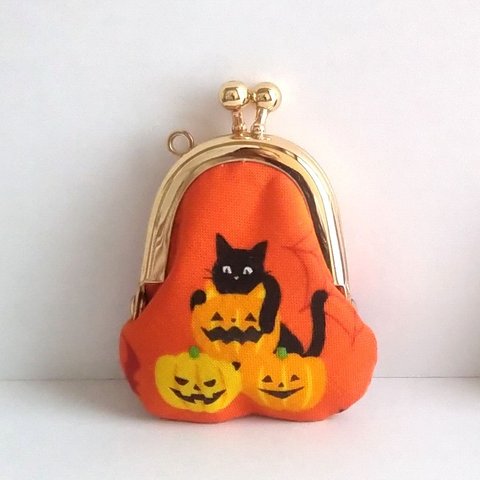 小さいがま口：豆姫：ちっちゃいがま口：littlie purse 356：かわいいがまぐち：小さな財布：ハロウィン,Halloween,お化け,かぼちゃ