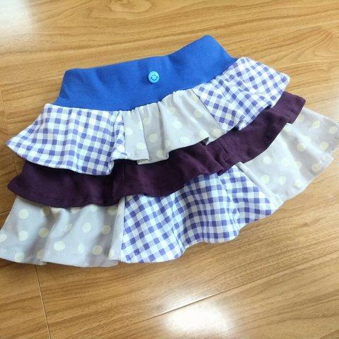 【size80】ふりふり♥スパッツ付きスカート<紫>