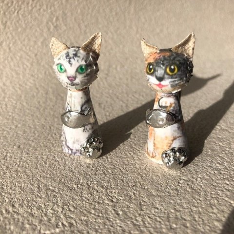 猫(サバトラ・ミケ)　錫のこびとシリーズ