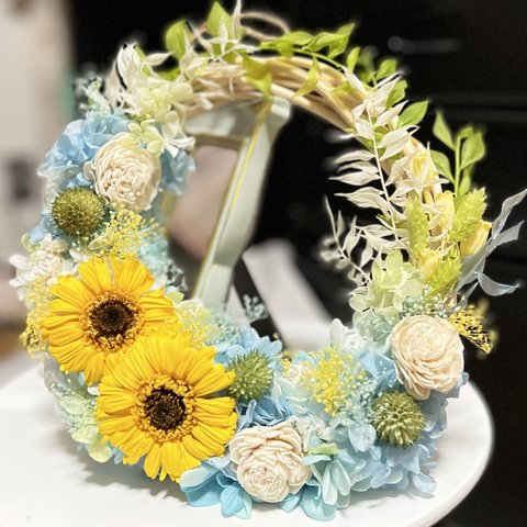 夏の爽やか向日葵リース🌻