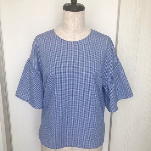 【sale】ギンガムチェック＊ブラウス＊ブルー