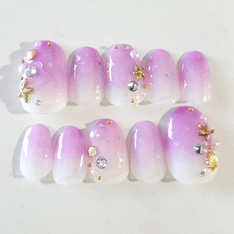 Summer gradation Nail Purple