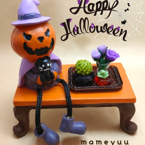 ミニチュア　ハロウィンのセット(パープルのバラのセット)