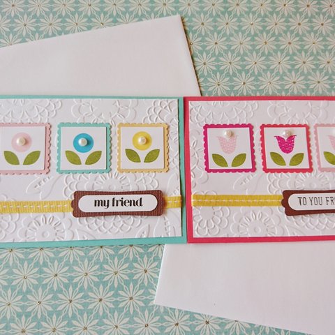 《お花とパールの可愛い多目的カード》２枚セット