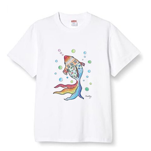 カラフルパターンアートＴシャツ『金魚』 Goldfish