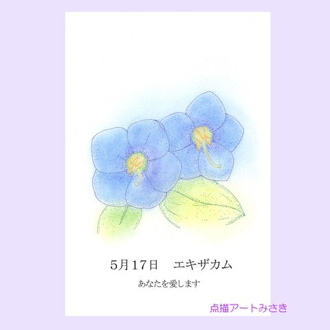 5月17日誕生花カード（花言葉つき）点描画