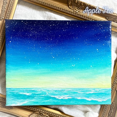 Earth【原画】夜明け前〜星空と海