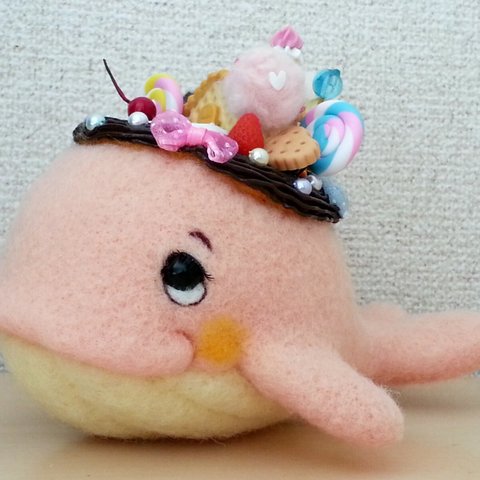 メルヘン♡レトロなキノコの森クジラさん(ピンク) ～バレンタインのお菓子の森クジラversion～