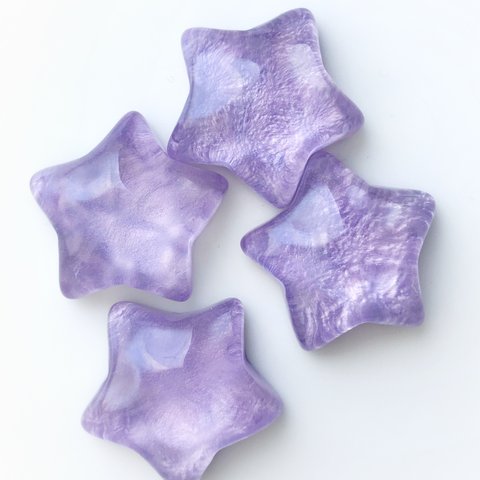 水面模様のクリアパープル星の貼りつけパーツ/かわいい/デコ/つや/ぷるん/紫/立体感/ボリューム