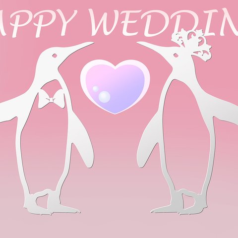 ☆Cubee☆ペンギン☆結婚式：ウエディング・ウェルカムボード☆アクリル・スワロフスキークリスタル☆ティアラVer☆