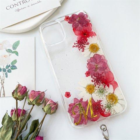 紫陽花押し花スマホケース、全機種対応、手帳型、四隅にショルダーホール、スマホリング、iPhone14、iPhone14plus、iPhone14Pro、GooglePixel 6