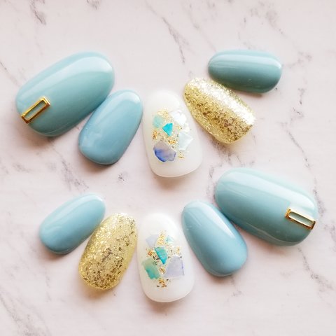 Shell Flake Nail Iceblue