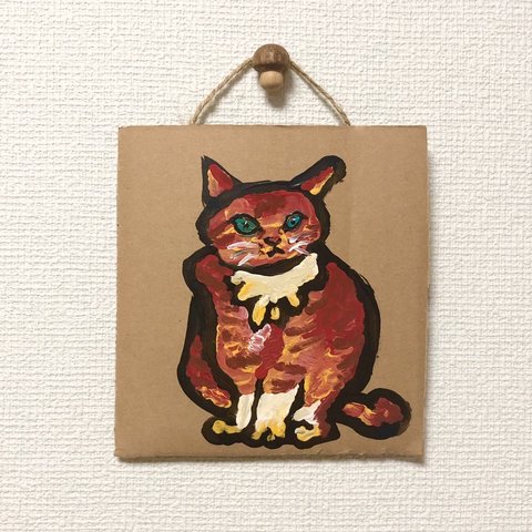 【送料無料】 ダンボール原画   「赤い猫」