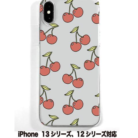 送料無料 iPhone14シリーズ対応  ソフトケース さくらんぼ1