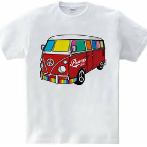 カラフルバスワーゲンTシャツ「Peace Bus」