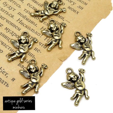 A type(6pcs) matte gold angel charm