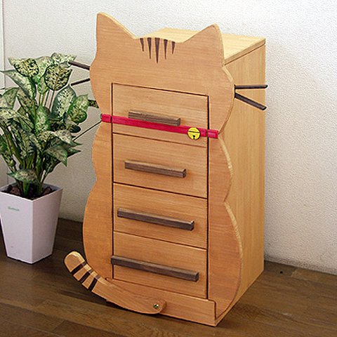 ハンドメイド パイン材 ４柄対応　猫チェスト　猫家具　猫グッズ　猫用品　当社キャットタワー用に加工可能