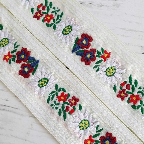 チロリアンテープ　刺繍　レトロ　花柄