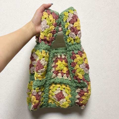 granny square tote bag(pastel green)