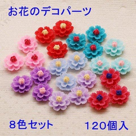 【g1085】 即納 お花のデコパーツ　８色セット　各色15個入り