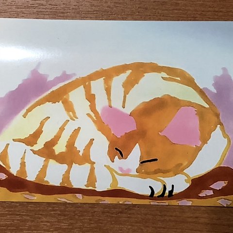 昼寝をする猫の絵の写真