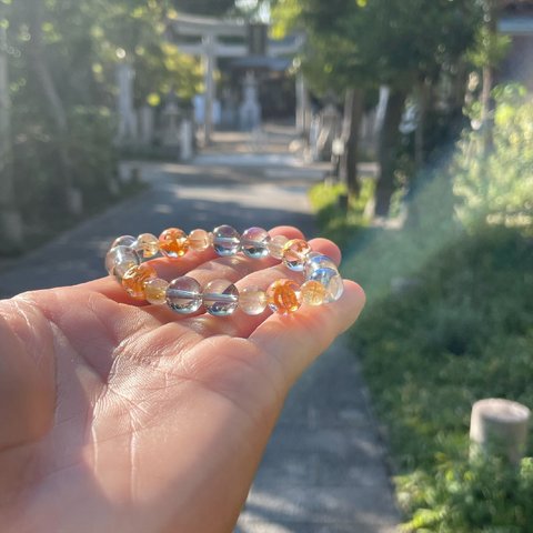 【神社での浄化・祈願付】潜在能力の開花をもたらす！！風水 四神獣 本水晶 ブルーオーラ ゴールドルチル 数珠 ブレスレット お守り効果 ギフト 贈り物に人気 天然石