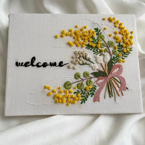 手刺繍ファブリックパネル 送料込み