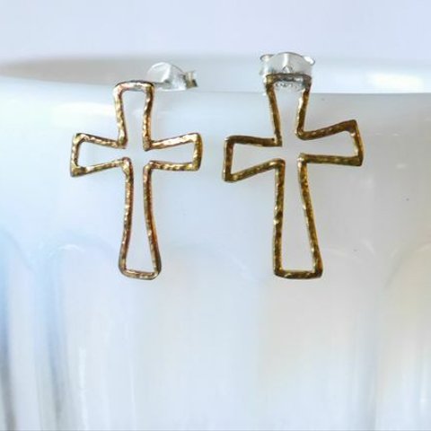 Cross Pierce(brass)クロス ピアス 真鍮 イヤリング