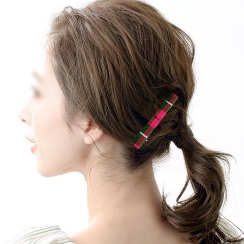 ヘアクリップ　タータン-1　 パール ヘアピン ヘアアクセサリー 上品 かわいい パーティ 結婚式 二次会母の日