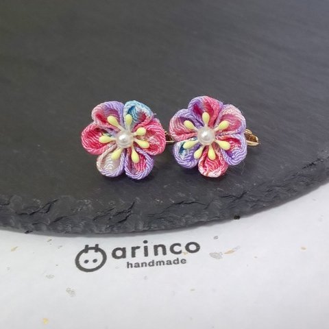 つまみ細工 お花 ピアス イヤリング