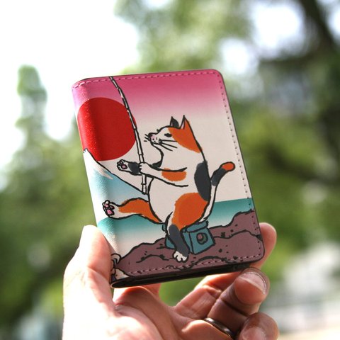 名刺・カードケース　猫が釣り（浮世絵風）