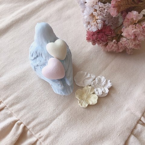 お試し価格♡ハートのお砂糖菓子な鳥さん𓅯 ⸒⸒🌼*･アロマストーン