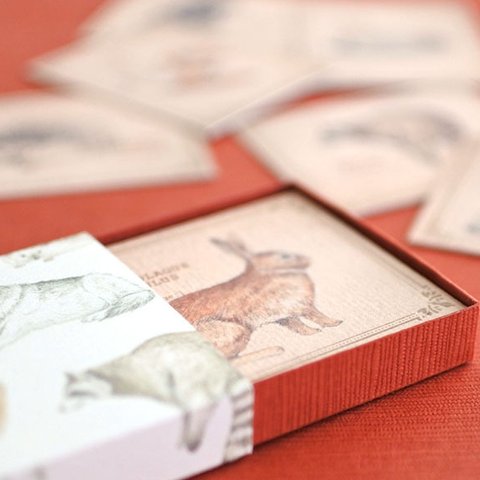 森の動物たちの小さなメッセージカードBOX