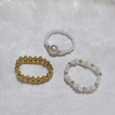 韓国　ハンドメイド　ビーズリング　ビーズアクセサリー